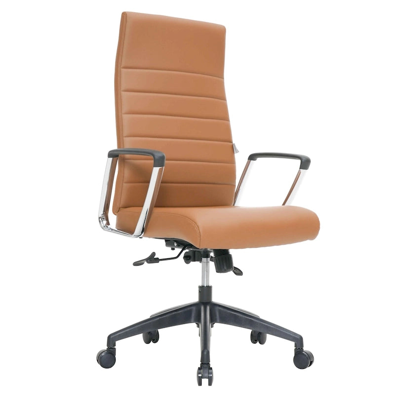 Fauteuil de bureau haut dossier en cuir, pivotant, 1 place — Noir / Marron clair / Bleu marine / Gris / Marron clair / Blanc / Anthracite / Vert