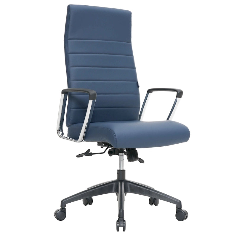 Fauteuil de bureau haut dossier en cuir, pivotant, 1 place — Noir / Marron clair / Bleu marine / Gris / Marron clair / Blanc / Anthracite / Vert
