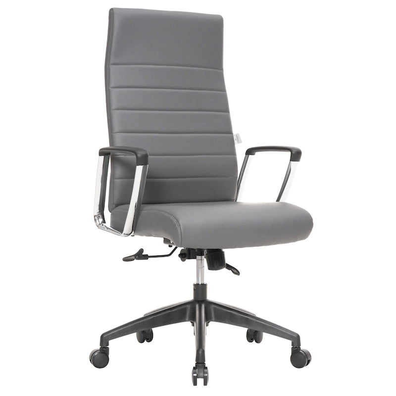 Fauteuil de bureau haut dossier en cuir, pivotant, 1 place — Noir / Marron clair / Bleu marine / Gris / Marron clair / Blanc / Anthracite / Vert