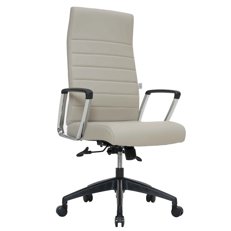 Fauteuil de bureau haut dossier en cuir, pivotant, 1 place — Noir / Marron clair / Bleu marine / Gris / Marron clair / Blanc / Anthracite / Vert