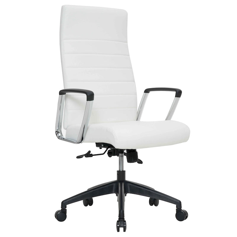 Fauteuil de bureau haut dossier en cuir, pivotant, 1 place — Noir / Marron clair / Bleu marine / Gris / Marron clair / Blanc / Anthracite / Vert