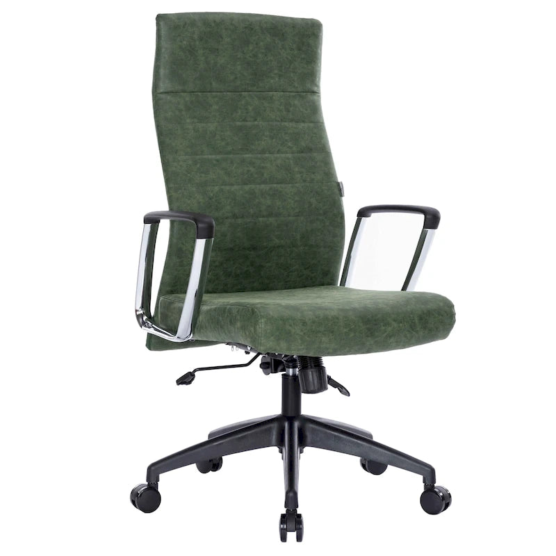 Fauteuil de bureau haut dossier en cuir, pivotant, 1 place — Noir / Marron clair / Bleu marine / Gris / Marron clair / Blanc / Anthracite / Vert