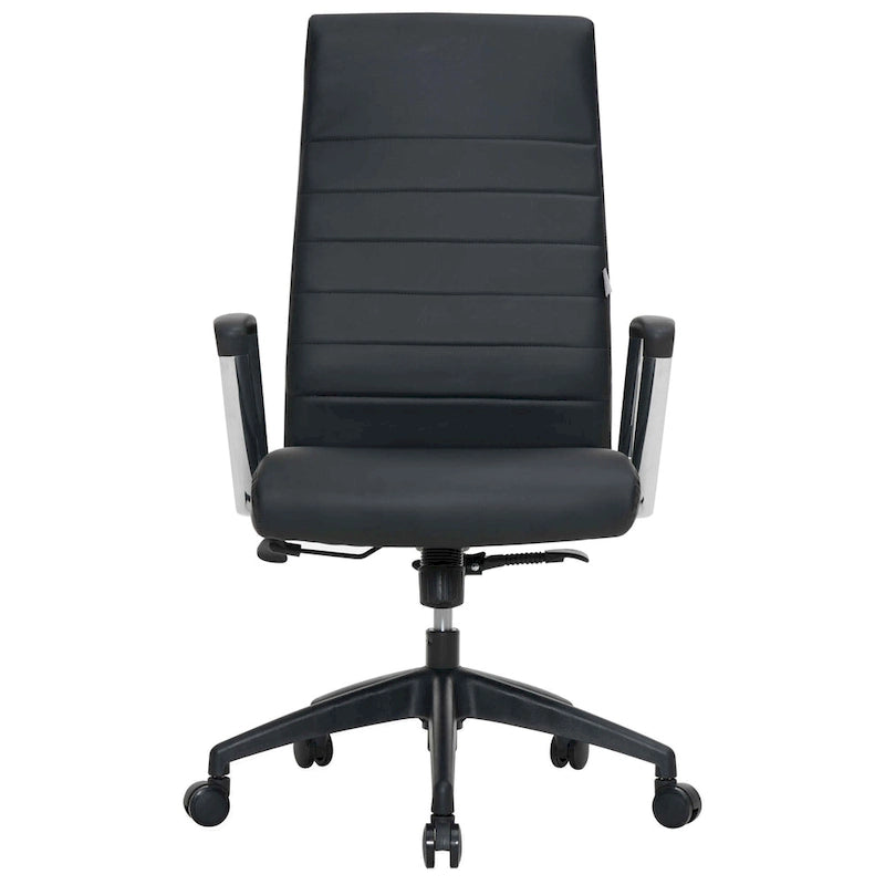 Fauteuil de bureau haut dossier en cuir, pivotant, 1 place — Noir / Marron clair / Bleu marine / Gris / Marron clair / Blanc / Anthracite / Vert