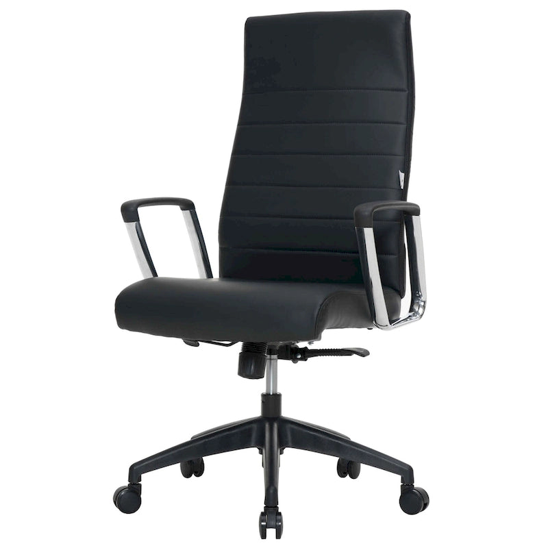 Fauteuil de bureau haut dossier en cuir, pivotant, 1 place — Noir / Marron clair / Bleu marine / Gris / Marron clair / Blanc / Anthracite / Vert