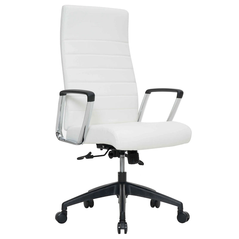 Fauteuil de bureau haut dossier en cuir, pivotant, 1 place — Noir / Marron clair / Bleu marine / Gris / Marron clair / Blanc / Anthracite / Vert