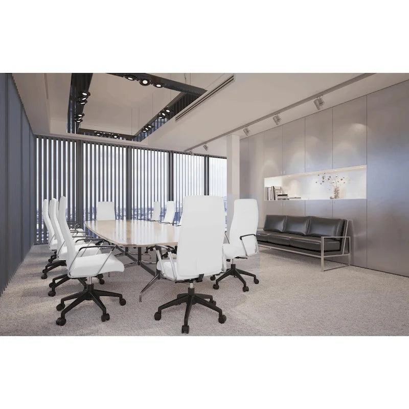 Fauteuil de bureau haut dossier en cuir, pivotant, 1 place — Noir / Marron clair / Bleu marine / Gris / Marron clair / Blanc / Anthracite / Vert