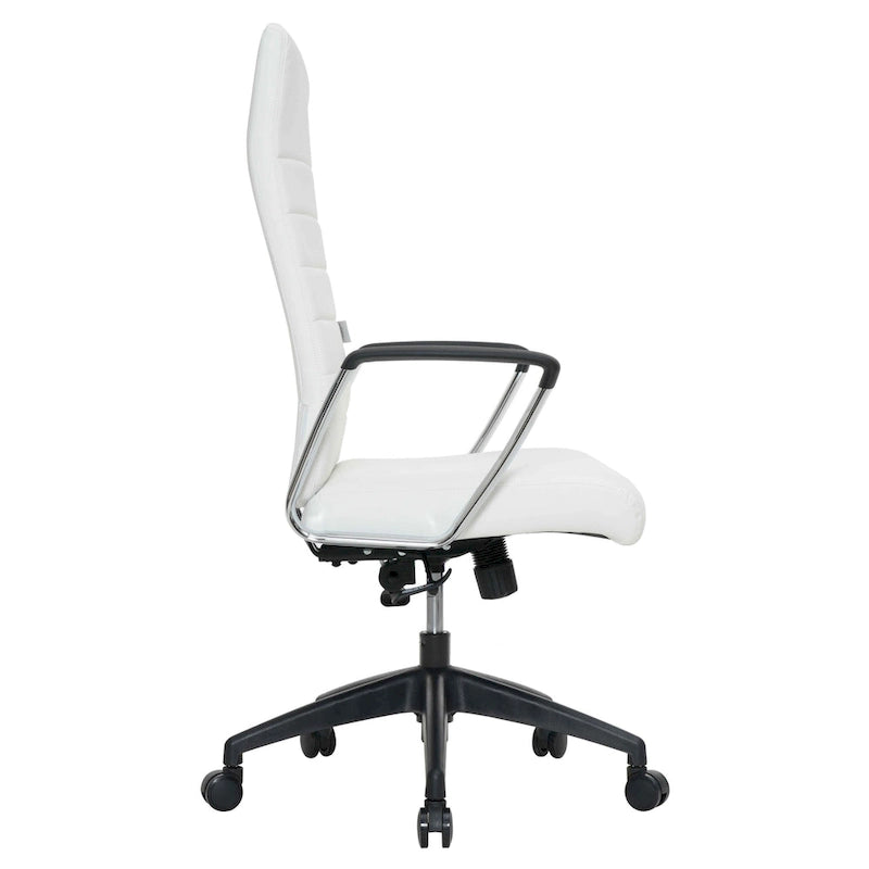 Fauteuil de bureau haut dossier en cuir, pivotant, 1 place — Noir / Marron clair / Bleu marine / Gris / Marron clair / Blanc / Anthracite / Vert