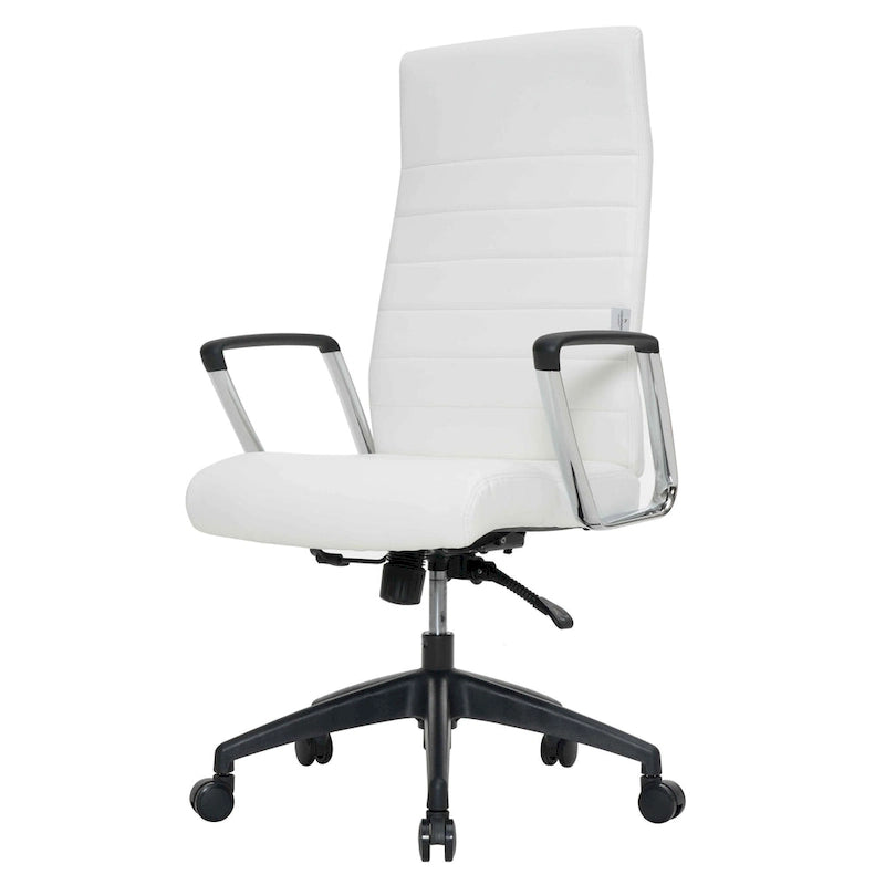 Fauteuil de bureau haut dossier en cuir, pivotant, 1 place — Noir / Marron clair / Bleu marine / Gris / Marron clair / Blanc / Anthracite / Vert