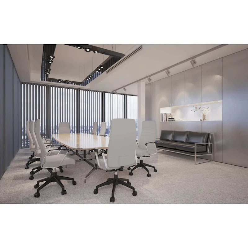 Fauteuil de bureau haut dossier en cuir, pivotant, 1 place — Noir / Marron clair / Bleu marine / Gris / Marron clair / Blanc / Anthracite / Vert