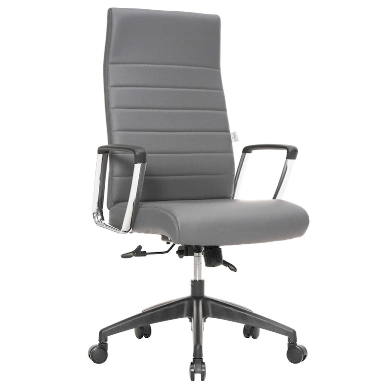 Fauteuil de bureau haut dossier en cuir, pivotant, 1 place — Noir / Marron clair / Bleu marine / Gris / Marron clair / Blanc / Anthracite / Vert