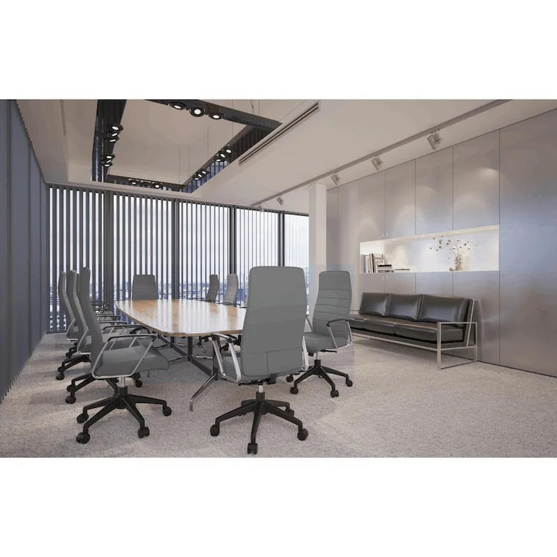 Fauteuil de bureau haut dossier en cuir, pivotant, 1 place — Noir / Marron clair / Bleu marine / Gris / Marron clair / Blanc / Anthracite / Vert