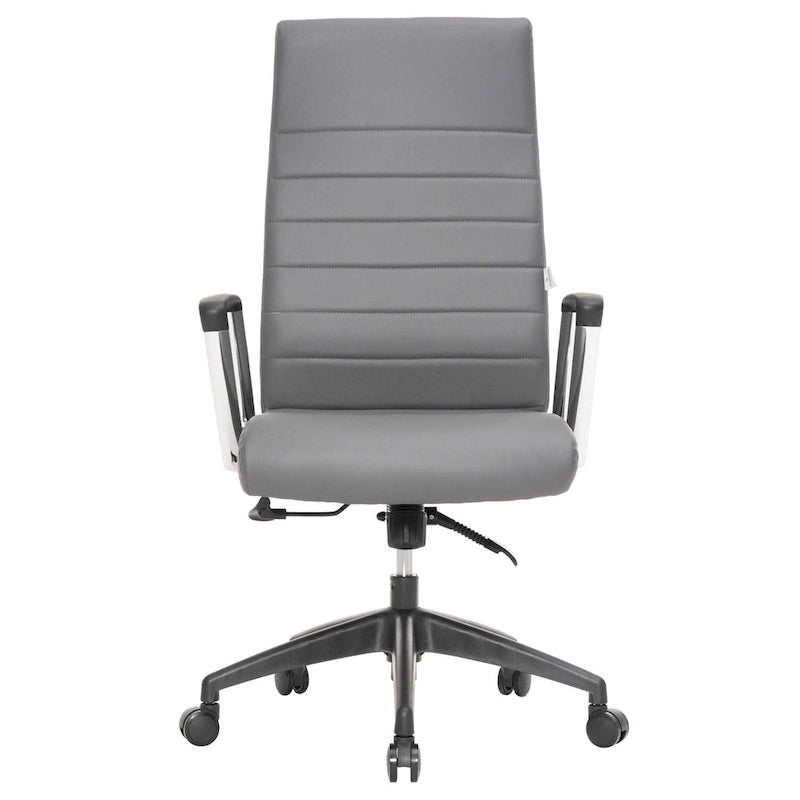 Fauteuil de bureau haut dossier en cuir, pivotant, 1 place — Noir / Marron clair / Bleu marine / Gris / Marron clair / Blanc / Anthracite / Vert