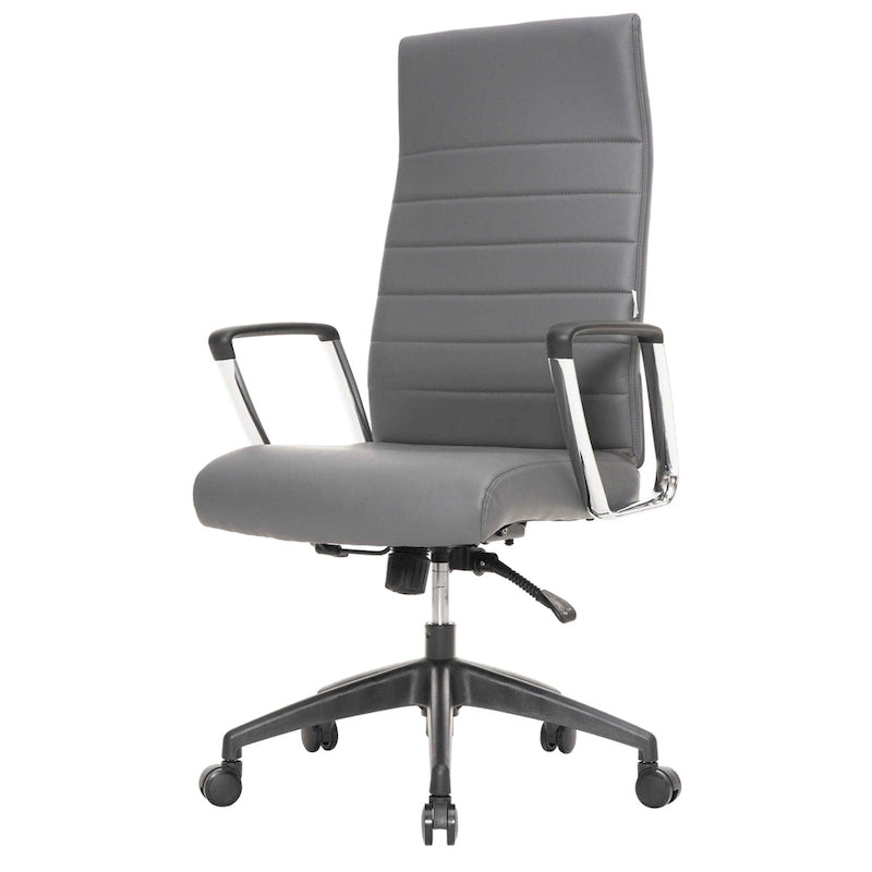 Fauteuil de bureau haut dossier en cuir, pivotant, 1 place — Noir / Marron clair / Bleu marine / Gris / Marron clair / Blanc / Anthracite / Vert