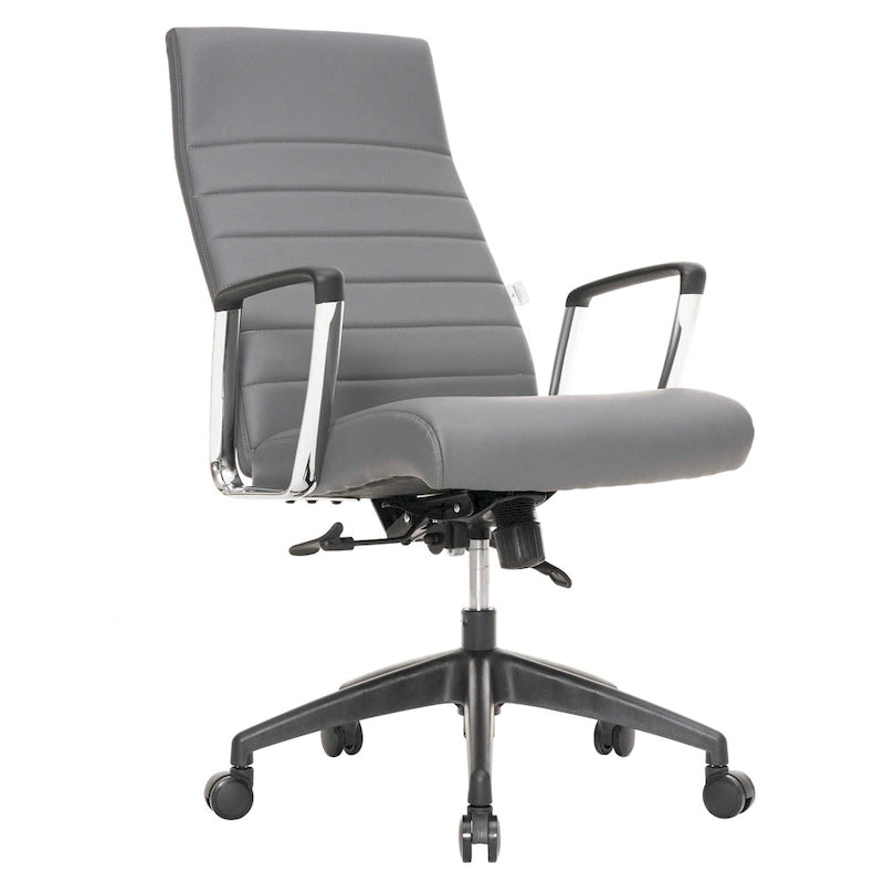 Fauteuil de bureau haut dossier en cuir, pivotant, 1 place — Noir / Marron clair / Bleu marine / Gris / Marron clair / Blanc / Anthracite / Vert