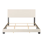 Lit plateforme en bouclé crème – Simple / Double / Grand lit / Très grand lit, 1 personne