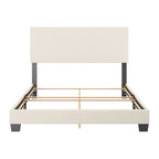 Lit plateforme en bouclé crème – Simple / Double / Grand lit / Très grand lit, 1 personne