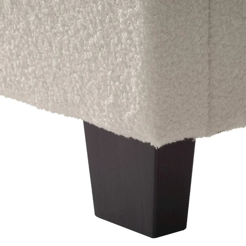 Lit plateforme en bouclé crème – Simple / Double / Grand lit / Très grand lit, 1 personne