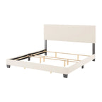Lit plateforme en bouclé crème – Simple / Double / Grand lit / Très grand lit, 1 personne