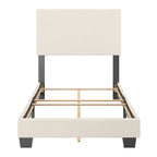Lit plateforme en bouclé crème – Simple / Double / Grand lit / Très grand lit, 1 personne