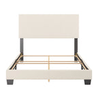 Lit plateforme en bouclé crème – Simple / Double / Grand lit / Très grand lit, 1 personne