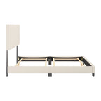 Lit plateforme en bouclé crème – Simple / Double / Grand lit / Très grand lit, 1 personne