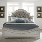 Lit capitonné en chenille touffetée blanc antique – Lit simple/double/Queen/King, 1-2 personnes