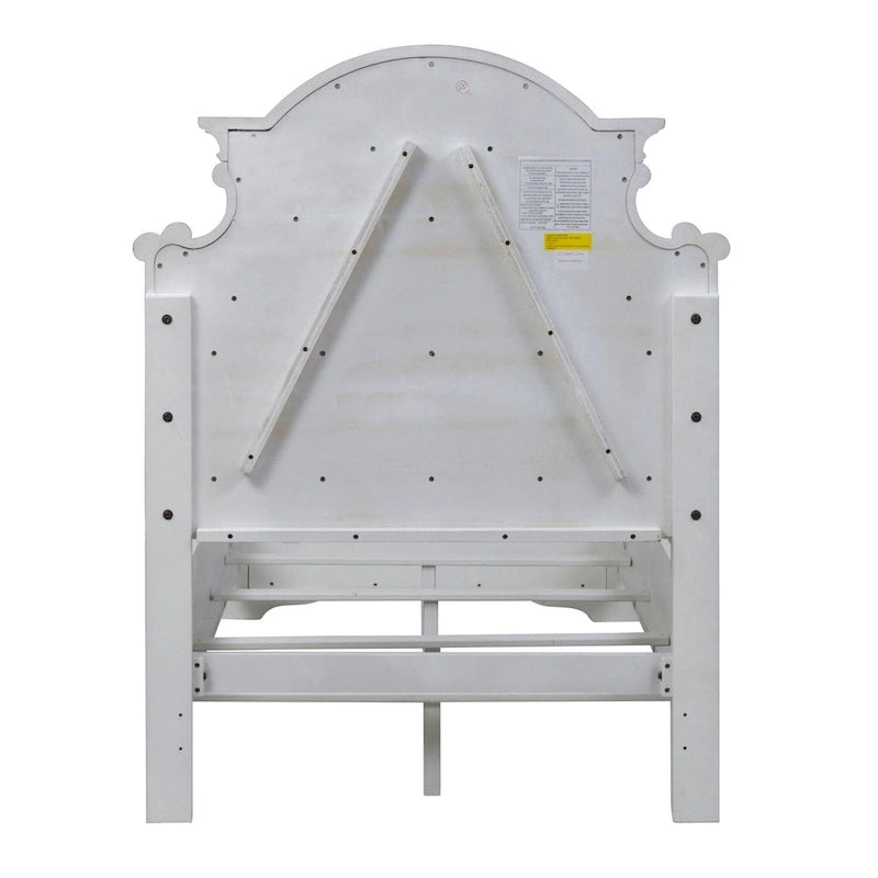 Lit capitonné en chenille touffetée blanc antique – Lit simple/double/Queen/King, 1-2 personnes
