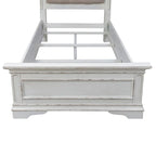 Lit capitonné en chenille touffetée blanc antique – Lit simple/double/Queen/King, 1-2 personnes