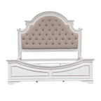 Lit capitonné en chenille touffetée blanc antique – Lit simple/double/Queen/King, 1-2 personnes