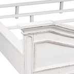 Lit capitonné en chenille touffetée blanc antique – Lit simple/double/Queen/King, 1-2 personnes