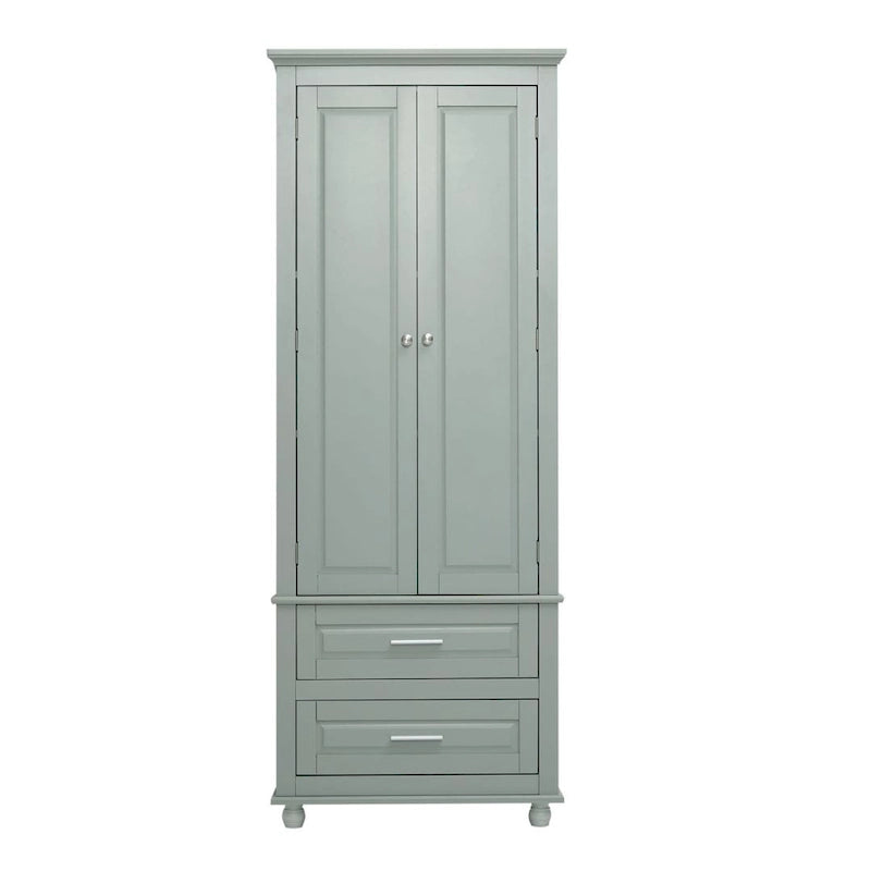 Meuble de rangement haut gris/blanc avec 2 tiroirs et une étagère réglable