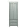Meuble de rangement haut gris/blanc avec 2 tiroirs et une étagère réglable