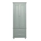 Meuble de rangement haut gris/blanc avec 2 tiroirs et une étagère réglable