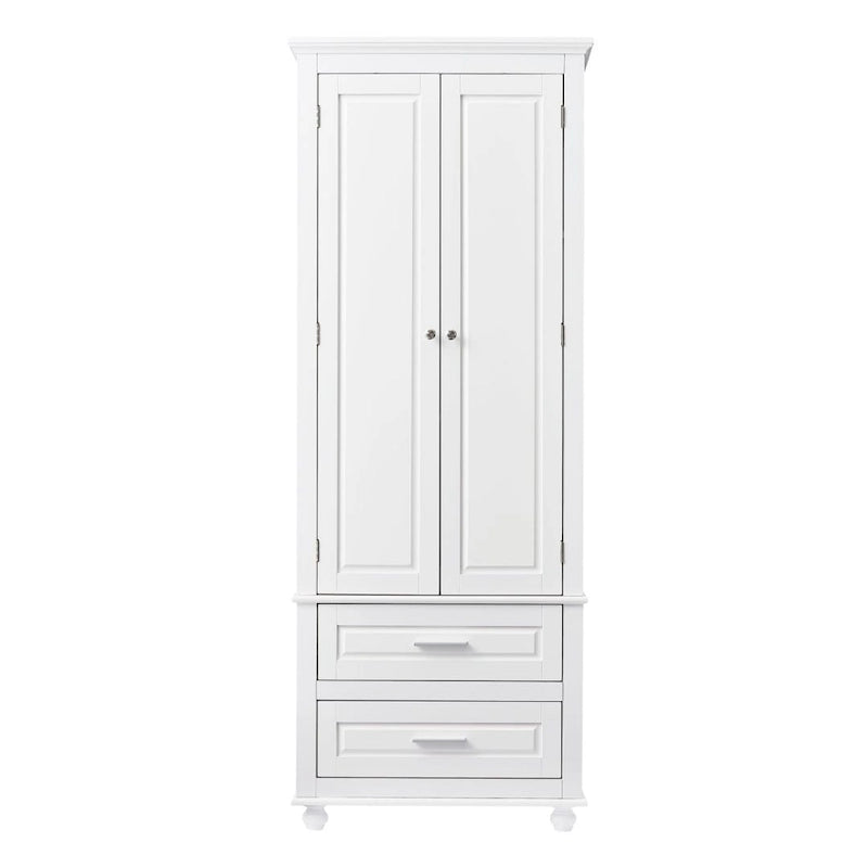 Meuble de rangement haut gris/blanc avec 2 tiroirs et une étagère réglable