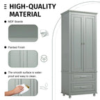 Meuble de rangement haut gris/blanc avec 2 tiroirs et une étagère réglable