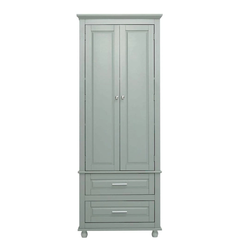 Meuble de rangement haut gris/blanc avec 2 tiroirs et une étagère réglable