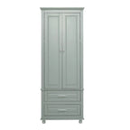 Meuble de rangement haut gris/blanc avec 2 tiroirs et une étagère réglable