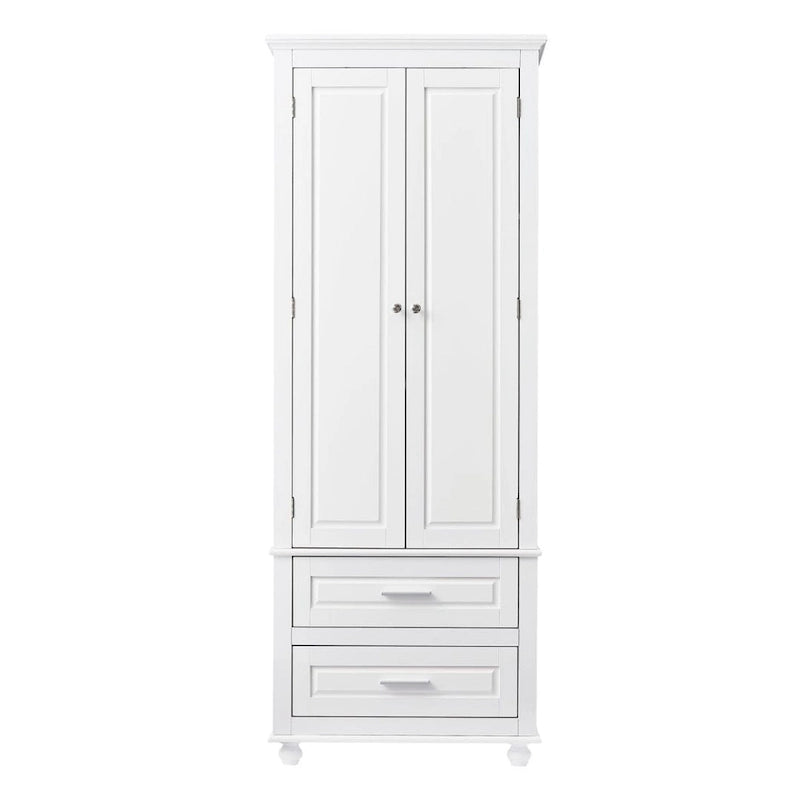Meuble de rangement haut gris/blanc avec 2 tiroirs et une étagère réglable