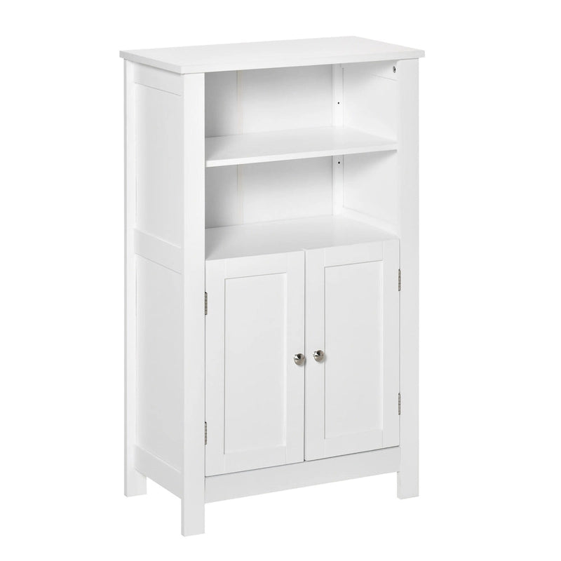 Meuble de rangement au sol double porte finition bois blanc, 1 à 2 personnes