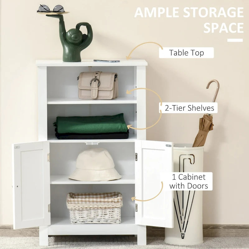 Meuble de rangement au sol double porte finition bois blanc, 1 à 2 personnes