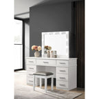 Tabouret de coiffeuse blanc brillant et métallique avec siège rembourré — 1 personne