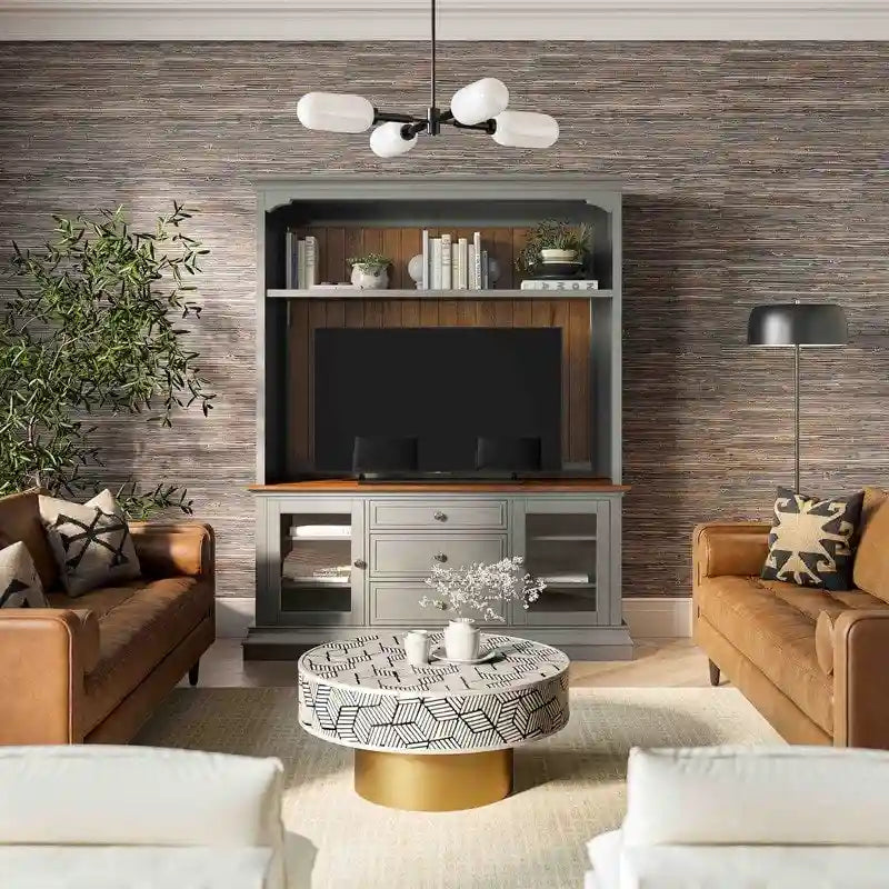 Meuble TV 2 portes anthracite/blanc/bleu/gris – Compatible avec les téléviseurs jusqu'à 65 po