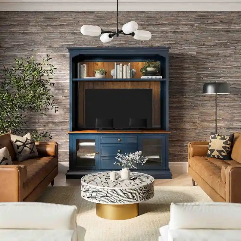 Meuble TV 2 portes anthracite/blanc/bleu/gris – Compatible avec les téléviseurs jusqu'à 65 po