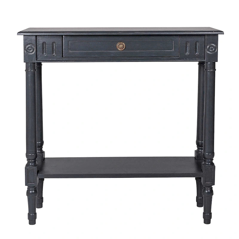 Table console traditionnelle noire / grise / blanche avec tiroir
