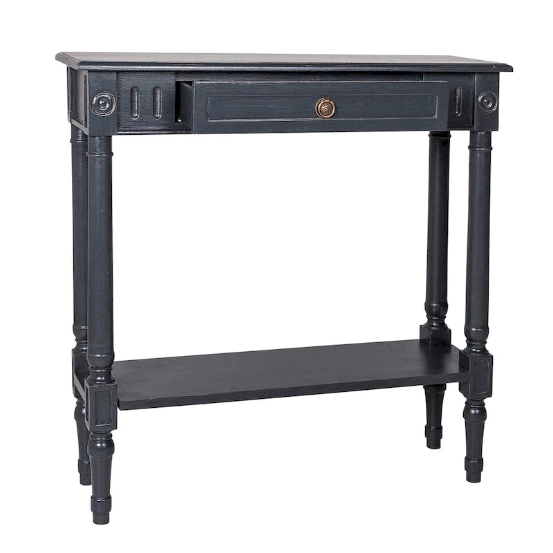 Table console traditionnelle noire / grise / blanche avec tiroir