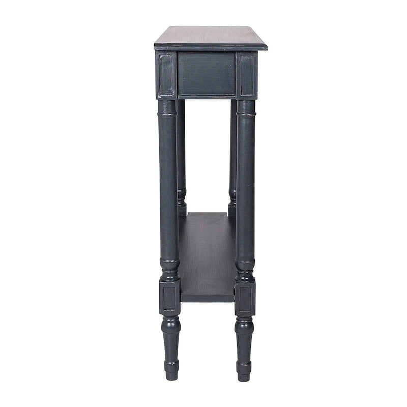 Table console traditionnelle noire / grise / blanche avec tiroir