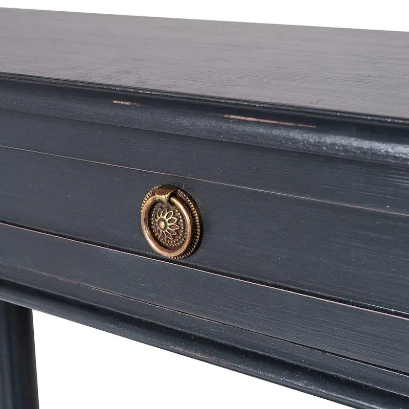 Table console traditionnelle noire / grise / blanche avec tiroir