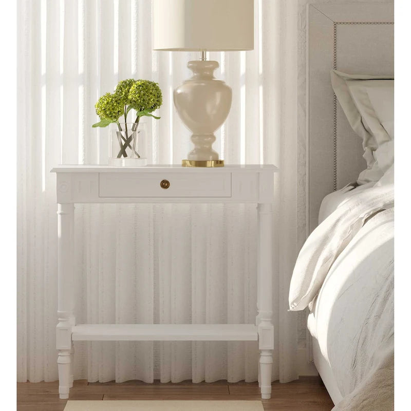 Table console traditionnelle noire / grise / blanche avec tiroir