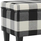 Banc de rangement à carreaux noirs et blancs, siège à charnière, pieds effilés, 1 place, grand