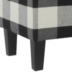 Banc de rangement à carreaux noirs et blancs, siège à charnière, pieds effilés, 1 place, grand